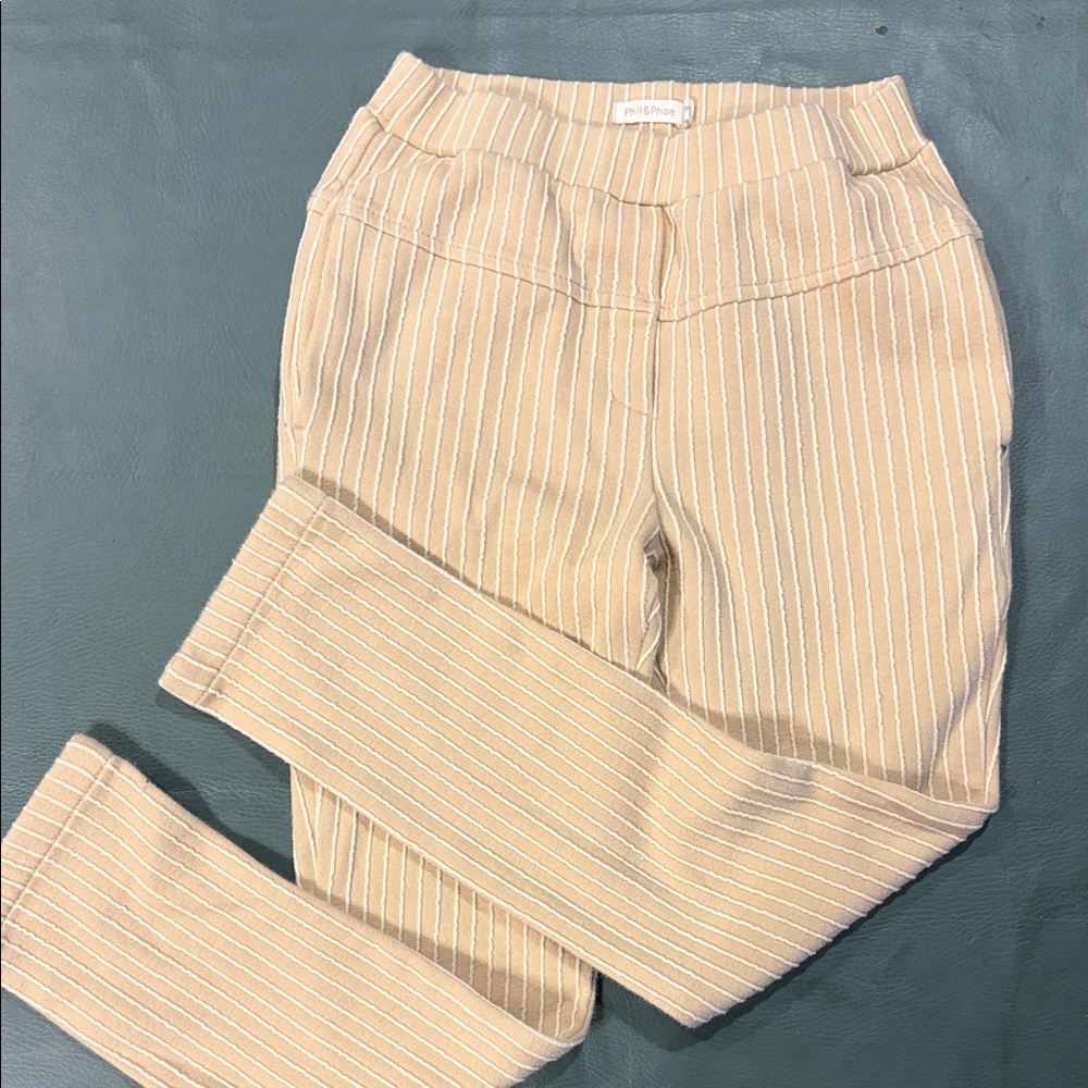 PHIL & PHAE KIDS Cream Striped Dress Pants - Elegant Formal Bottoms